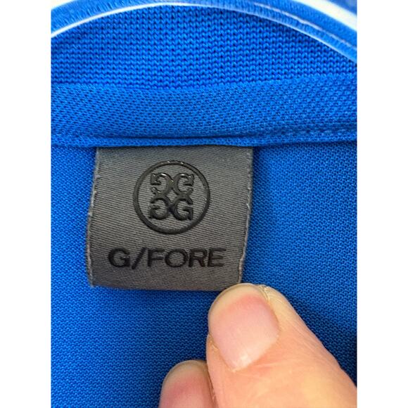 G/Fore Polo Shirt Pique Knit Performance Men’s Sz‎ M Blue Red G4 - Picture 2 of 10